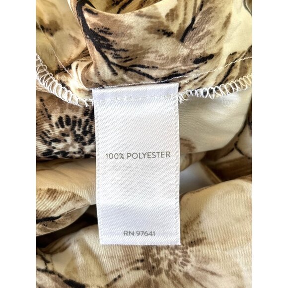 J Jill Creme Brown Floral Skirt Size Medium Hi Low Midi Faux Wrap Elastic Waist - Picture 15 of 15